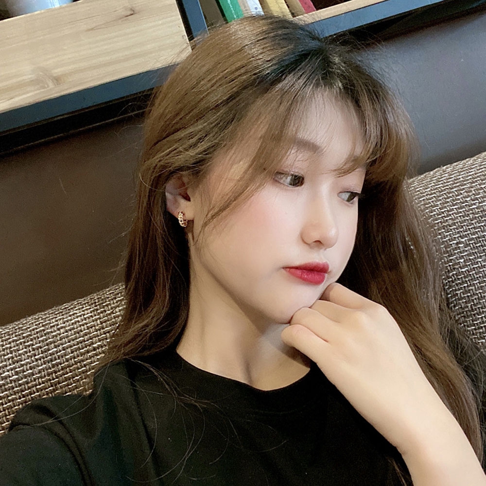 Đôi Khuyên Tai Hợp Kim Mạ Vàng / Bạc Trang Trí Chữ C Duyên Dáng Cho Nữ