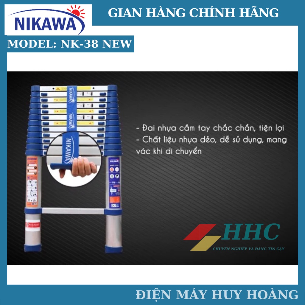 Thang nhôm rút đơn siêu bền Nikawa NK-38 New. NK-38 Pro