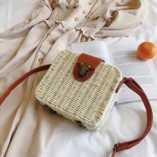 Túi Cói Hộp Vuông Tiểu Thư Châu Á/ Xả Kho
