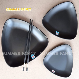 Dĩa tam giác melamine phíp màu đen nhám, ngói nhám  - Plate dish F-DTG