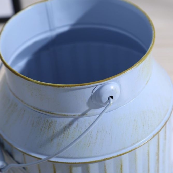 Bình cắm hoa thiếc có quai xách chậu phong cách Bắc Âu, xô sắt trồng hoa vintage