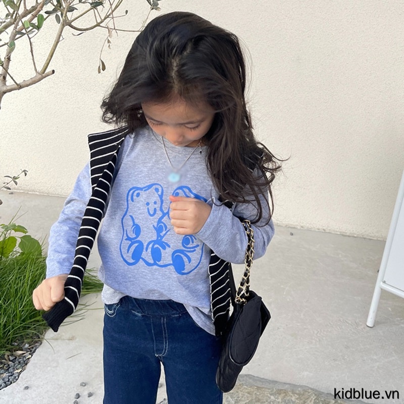 Tops Korean Children's Long-sleeved T-shirt Cartoon Print Blouse Comfortable Bottoming Shirt Thin Section Tops
