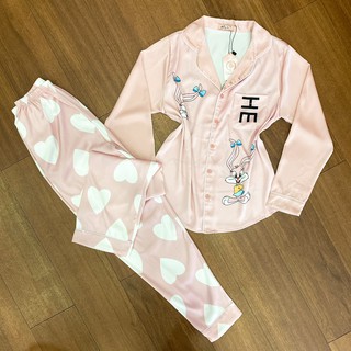 Pijama lụa - Đồ ngủ mặc nhà tay dài lụa cao cấp mát mịn PJ455