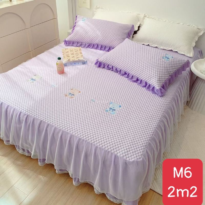 Chiếu phủ cao su non hạt đậu Mát xa phủ ren tinh tế sang trọng có 3 kích thướcm6;m8; 2m