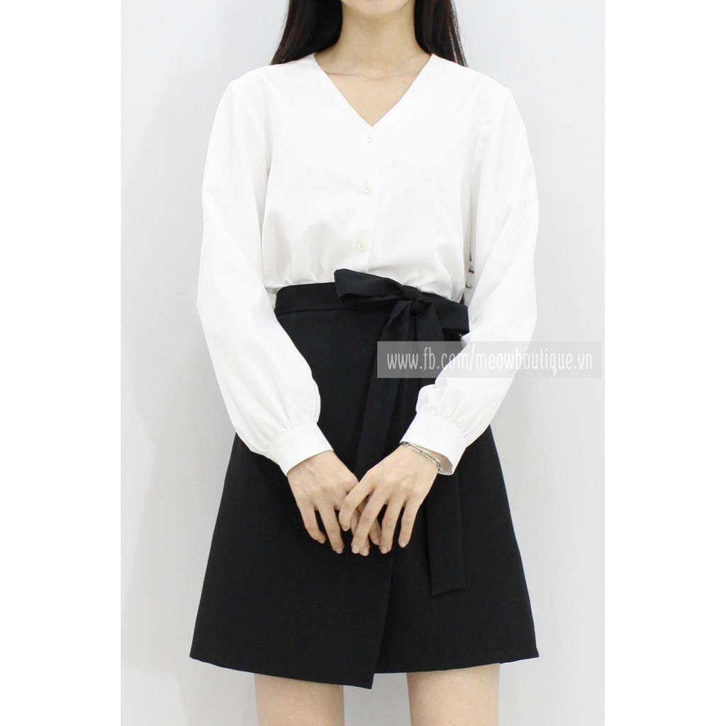 [Mã FADIRECT20 giảm 20K đơn 150K] [Hình thật tự chụp] Váy A thắt nơ, vạt đắp che bụng Meow Boutique | BigBuy360 - bigbuy360.vn