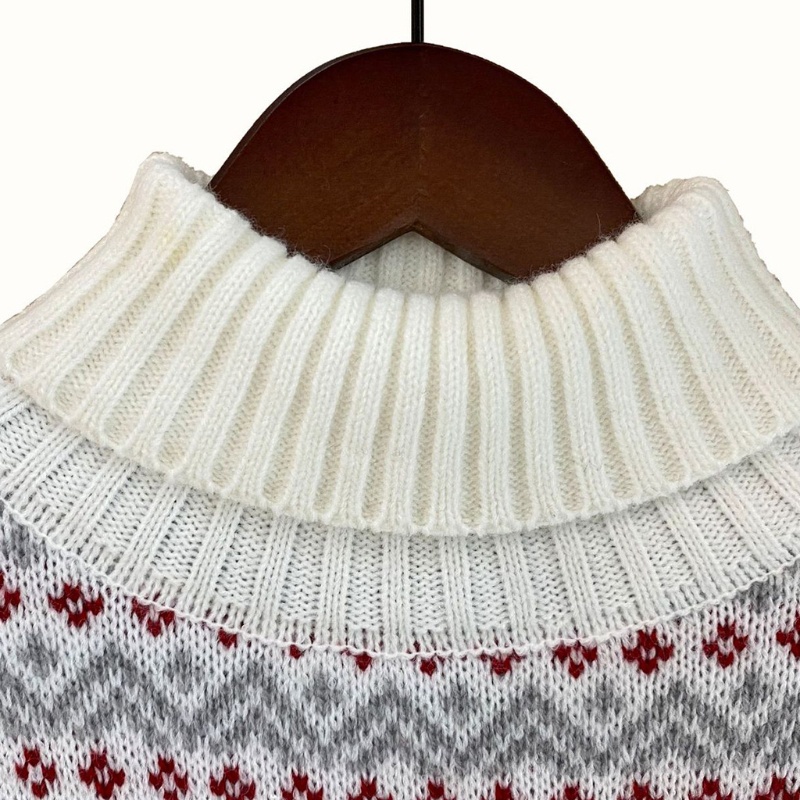 Xiangbao Áo Sweater Dệt Kim Cổ Lọ Dáng Rộng Họa Tiết Bông Tuyết Hình Học Giáng Sinh Ấm Áp