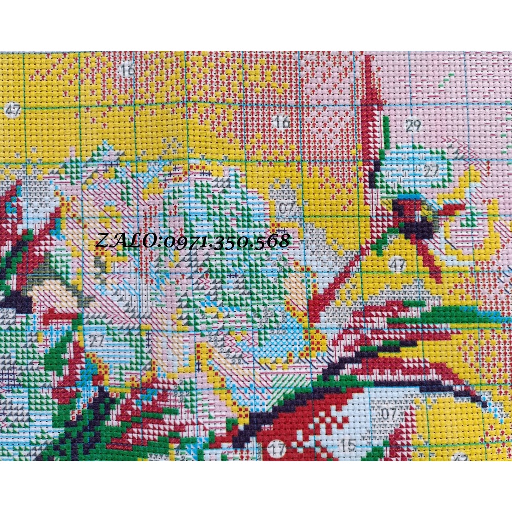 Tranh thêu chữ thập bình hoa Mẫu Đơn HH0815-62x80cm