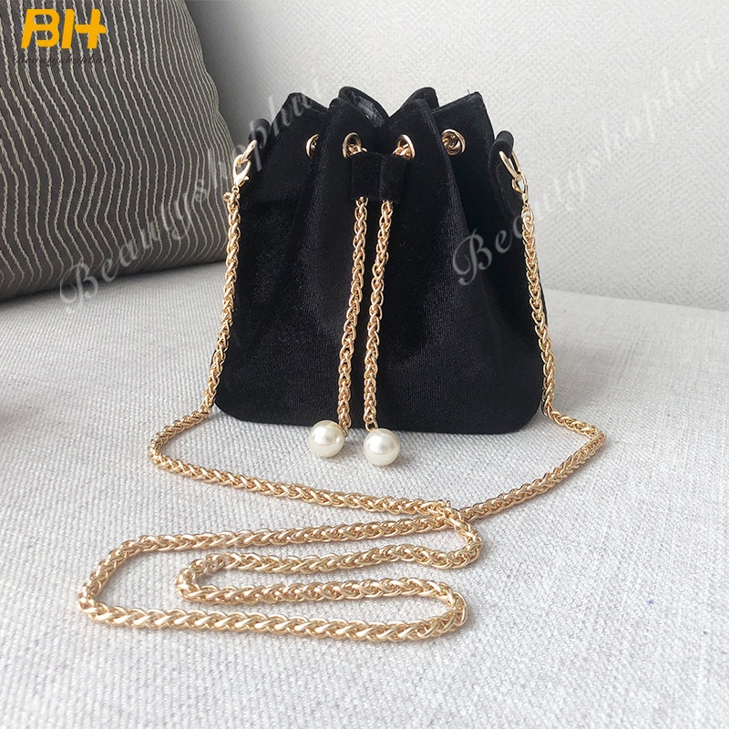 Túi Đeo Chéo Dây Rút Màu Sắc Ngọt Ngào Phong Cách Retro Thời Trang Cho Nữ