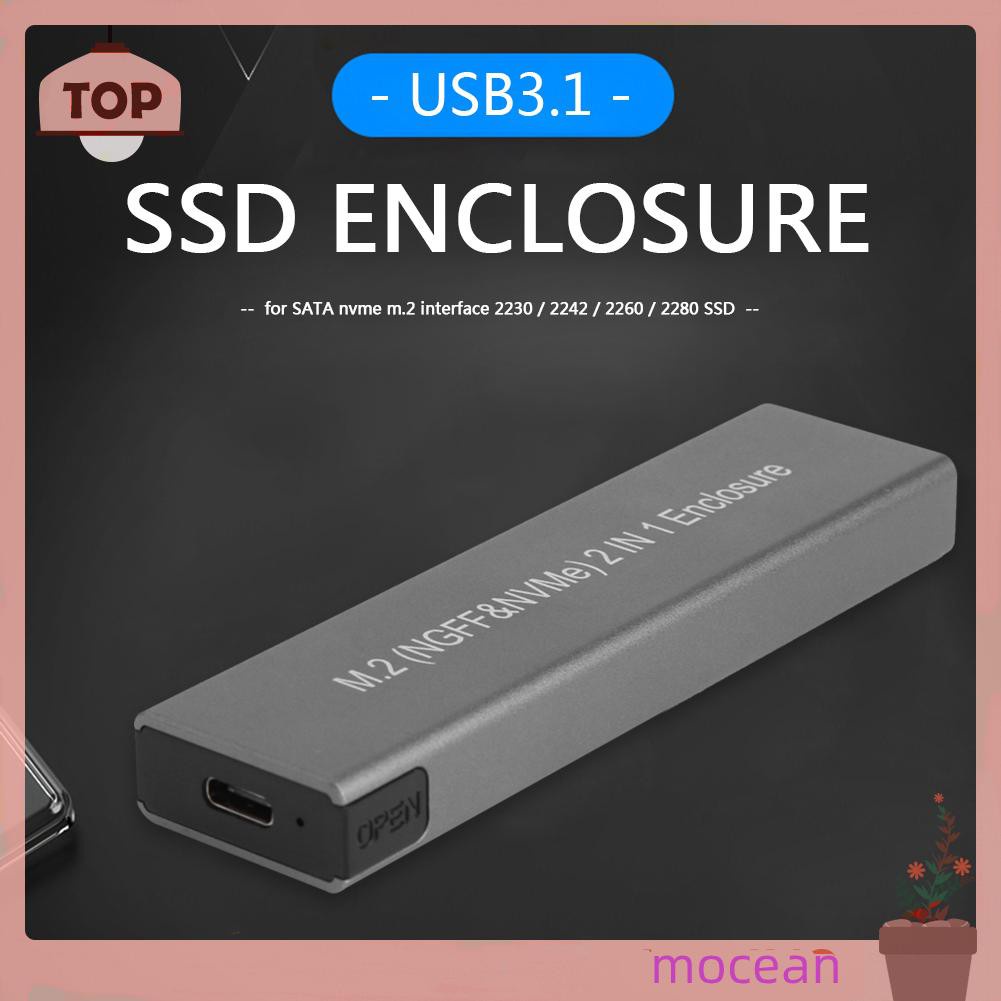 Hộp Đựng Ổ Cứng Ngoài Mocean Usb Type C Ssd M.2 Nvme Pcie Sata M / B Ốp