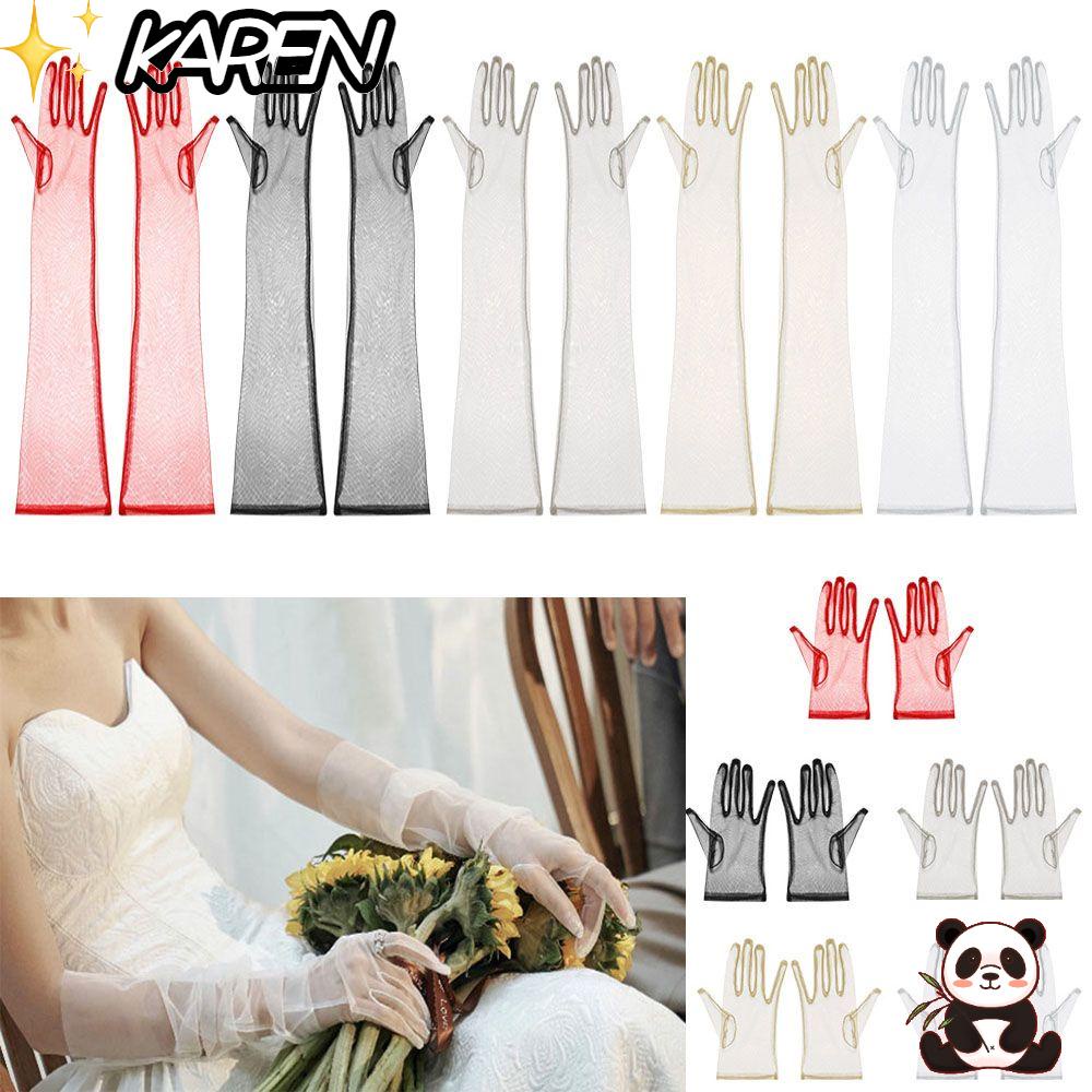 Đôi găng tay dài vải tuyn siêu mỏng phong cách cổ điển thời trang dành cho dự tiệc cưới