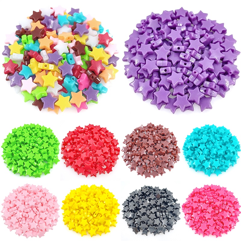 Set 50 Hạt Xỏ Lỗ Hình Ngôi Sao Nhiều Màu Sắc 11mm Dùng Để Làm Đồ Trang Sức Thủ Công