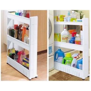 Kệ để đồ khe tủ lạnh 3 tầng , kệ để đồ 3 tầng sau cửa nhà bếp có bánh xe di chuyển