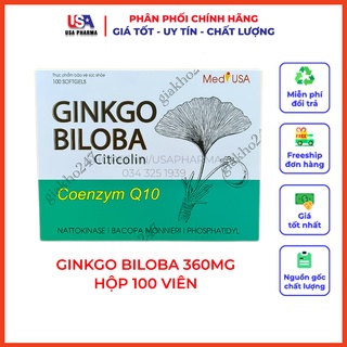 Bổ não GINKGO BILOBA 360mg Giúp tăng cường trí nhớ, tập trung trí tuệ - Hộp cứng 100 viên