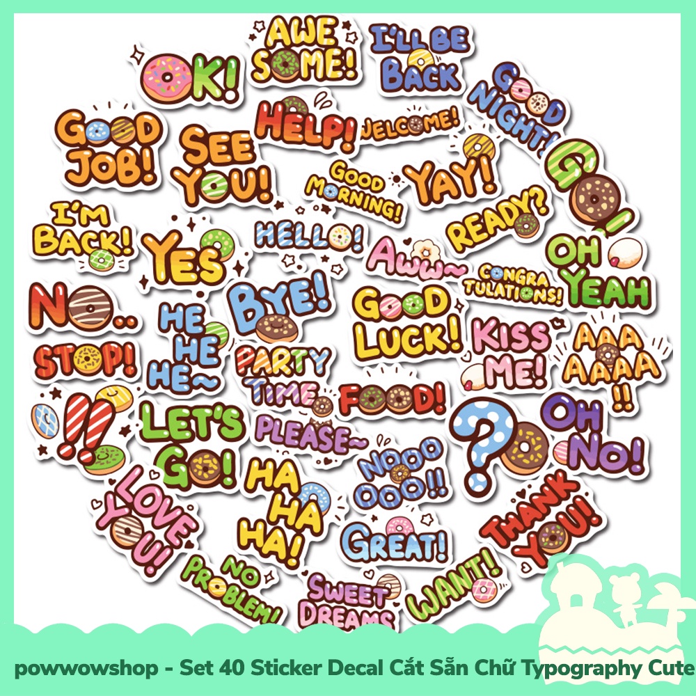 [Sẵn VN - Hỏa Tốc] Set 40 Sticker Mini Decal Dán Trang Trí Vật Dụng Mẫu Chữ Typography Cute Days