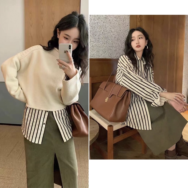 Áo Sơ Mi Nữ Tay Dài Kẻ Sọc Thời Trang Thanh Lịch