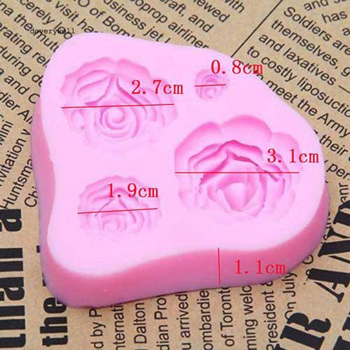 Set 4 khuôn làm bánh hình hoa hồng 4 kích thước bằng silicon tiện dụng