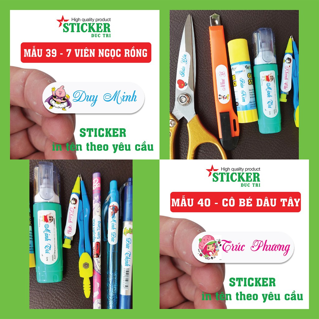 110 Sticker Miếng Dán Tem Tên Bé in theo yêu cầu  Chat ngay với shop xác nhận tên + mẫu. M21-M40