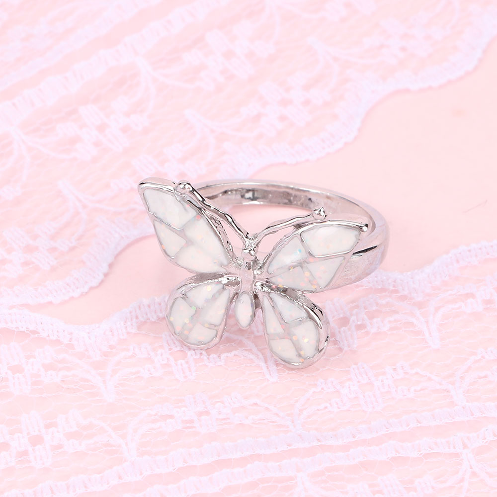 Nhẫn Đeo Tay Kim Loại Đính Đá Opal Giả Thời Trang Cho Nữ