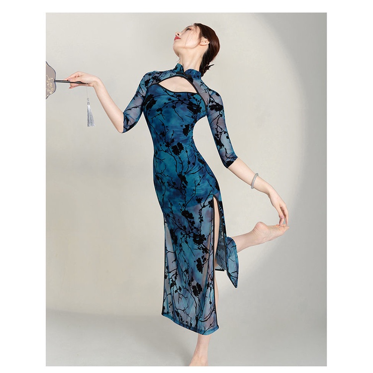 M & E Boutique Đầm Sườn Xám Truyền Thống Trung Hoa Dáng Ôm Xẻ Tà Phong Cách Retro Mùa Xuân Hè Cho Nữ Tập Múa Biểu Diễn Múa