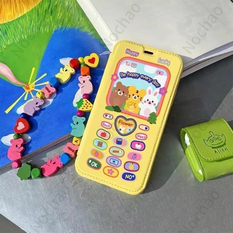 Bao Da Điện Thoại Nắp Lật Chống Sốc Hình Ba Chú Gấu Cho iPhone13 13promax 11 / 12pro XR