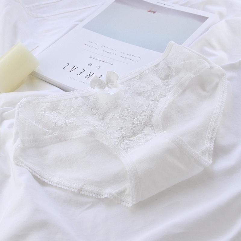 Quần lót cotton mỏng phối ren thoáng khí phong cách retro gợi cảm cho nữ