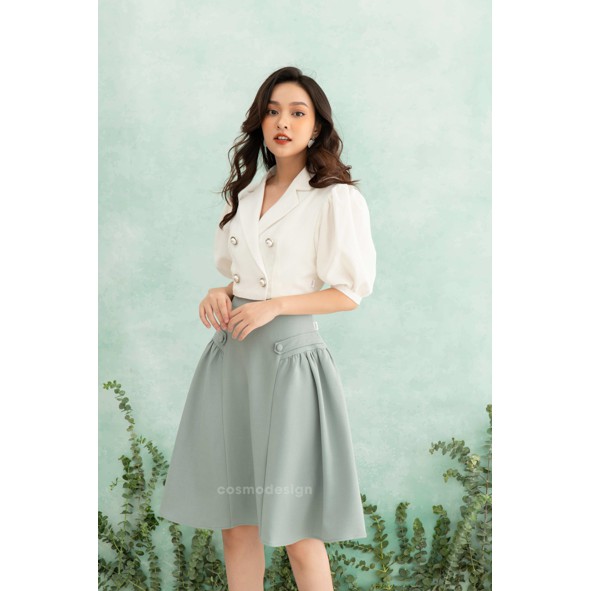 [COSMO Design] Áo Vest Trắng Ngắn Tay Phồng