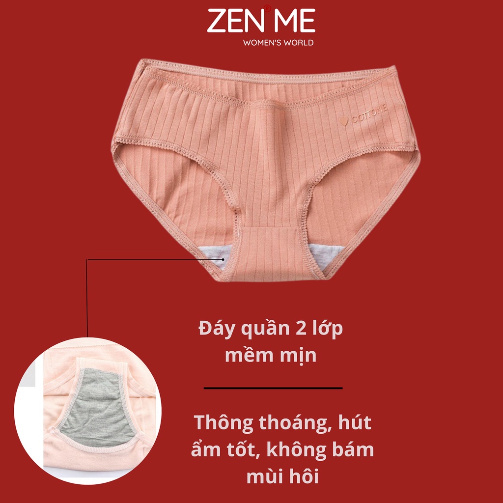 Zen Me Combo 05 Quần Lót Nữ Cao Cấp Chất Liệu Tăm Cotton Siêu Mềm Mịn Thoáng Mát