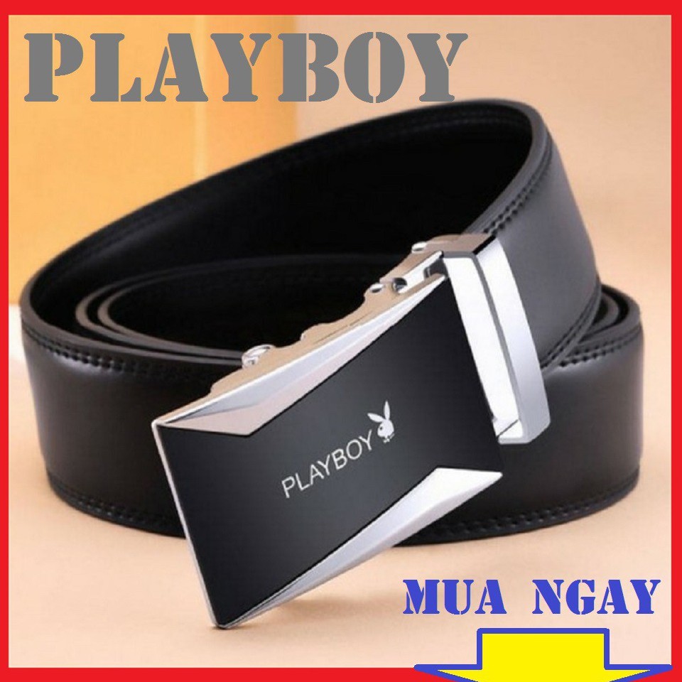 Thắt Lưng Da Nam Cao Cấp Khóa CROM Dây Nịt Nam Da Bò 100% Chính Hãng Playboy Mặt Bạc Nam Tính Chính Hãng