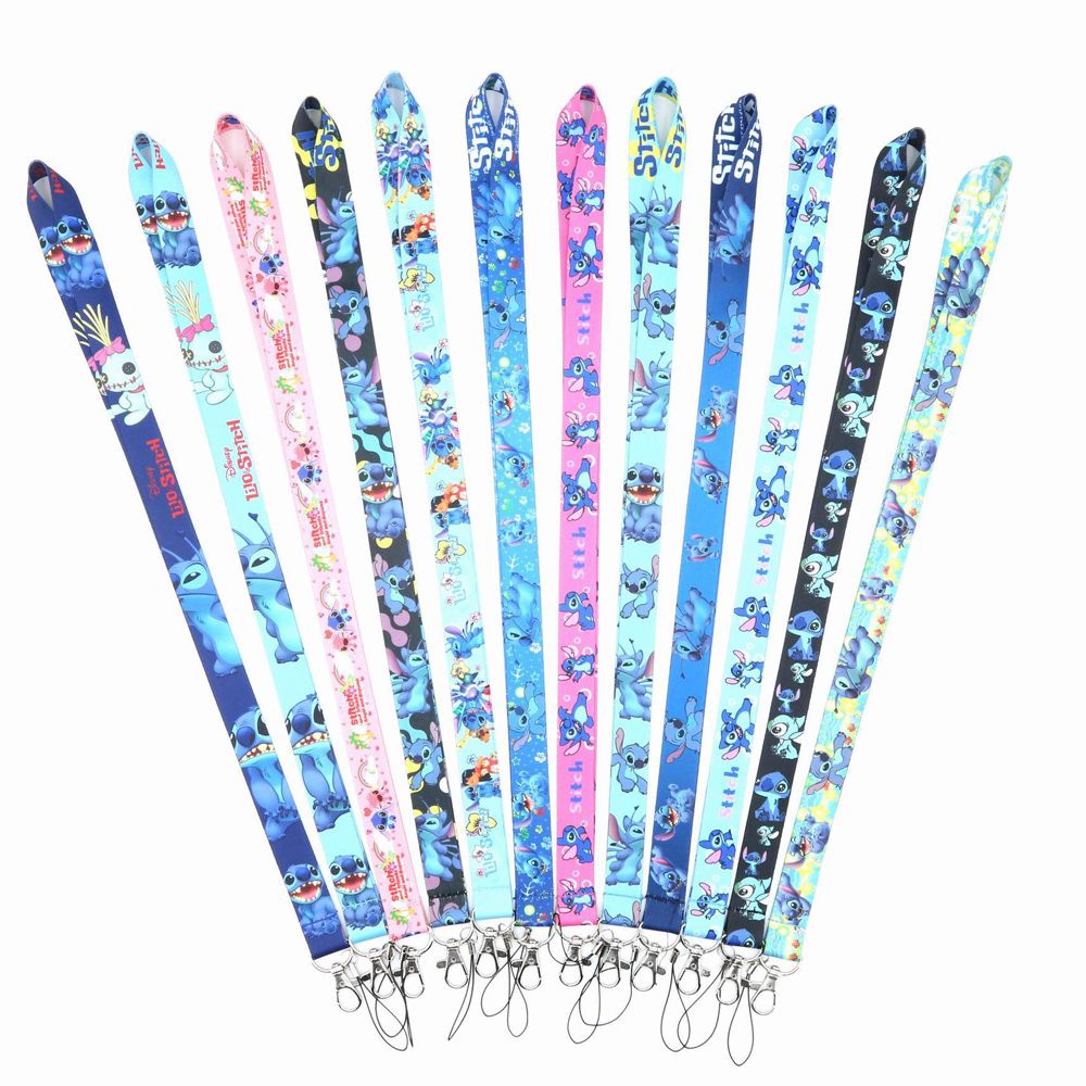 Dây Đeo Cổ Gắn Điện Thoại / Thẻ Id / Đồ Chơi Hình Stitch Hoạt Hình Dễ Thương Cho Bé