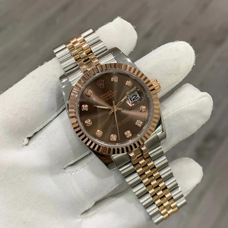 Đồng hồ Nam Rolex máy nhật mặt cafe đơ mi 38mm dòng cơ Automatic