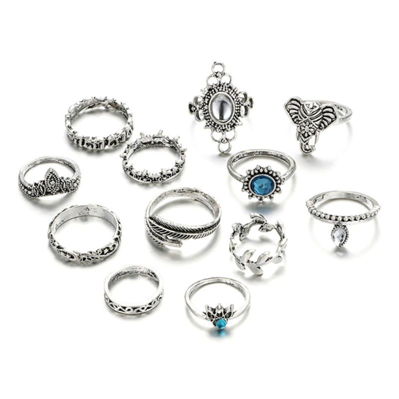 Set 12 nhẫn đeo tay hình vương miện thời trang cổ điển tinh tế