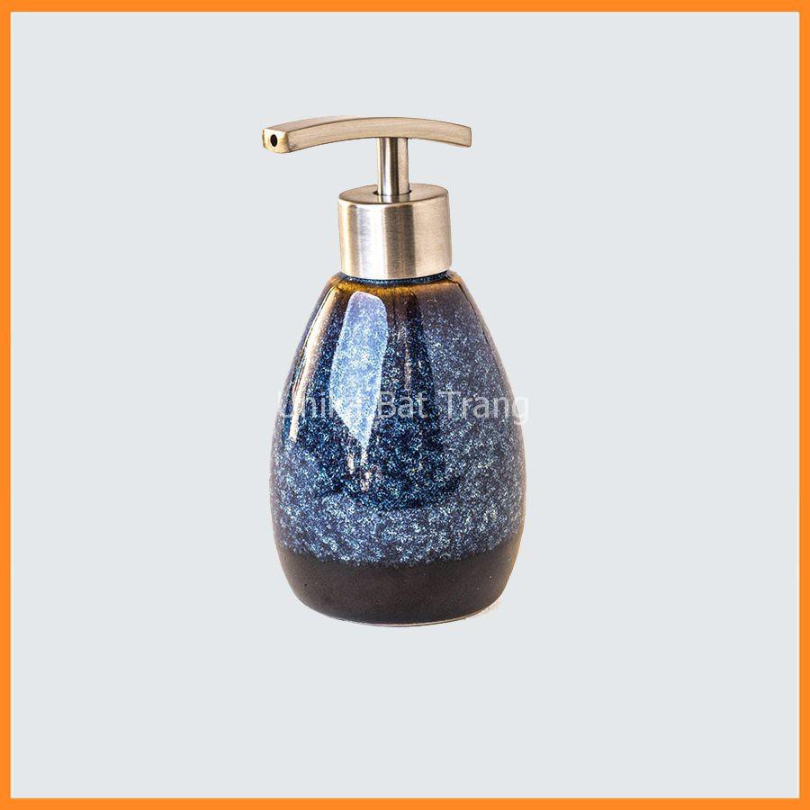 Bình Xịt 6x10cm Vòi Inox - Bình Xịt Đựng Dầu Gội - Bình Đựng Sữa Tắm - Bình Đựng Dầu Xả - Gốm Sứ Cao Cấp Bát Tràng