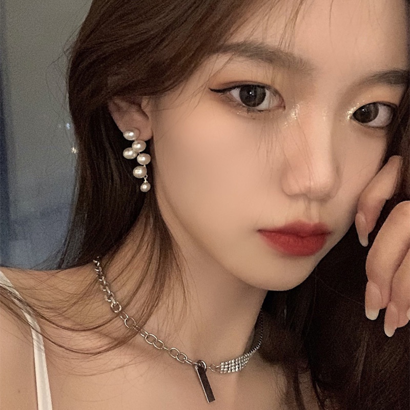 Đôi Bông Tai Mạ Bạc 925 Dáng Dài Đính Ngọc Trai Thời Trang Cho Nữ