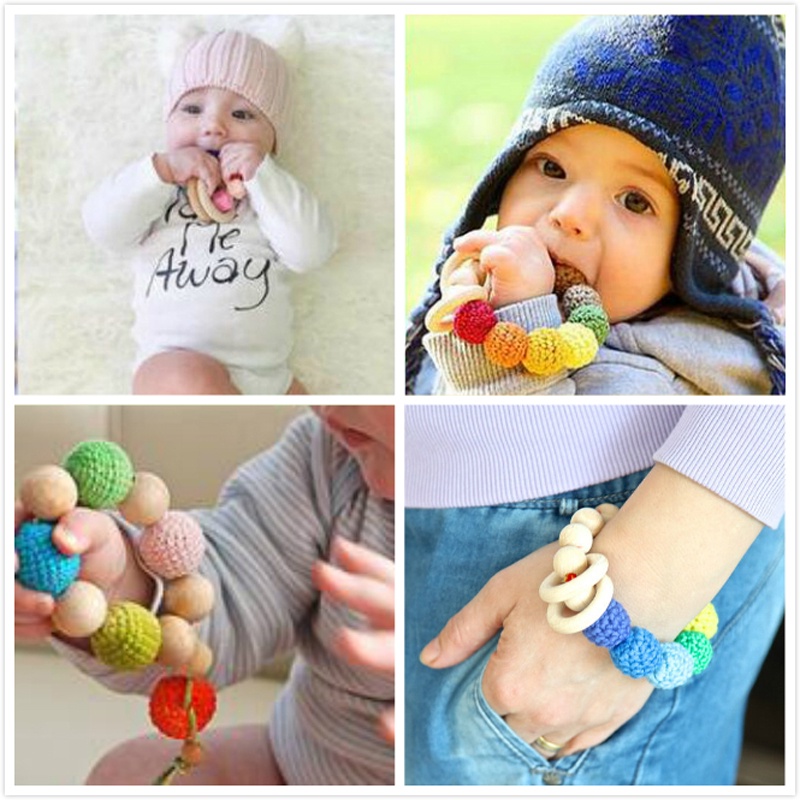 Đồ Chơi Vòng Tay Gỗ Tròn Tự Nhiên Gặm Nướu Cho Bé Sơ Sinh Mọc Răng
