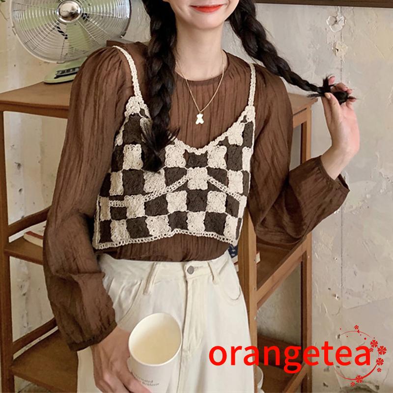 Áo croptop hai dây phối sọc caro thời trang quyến rũ cho nữ