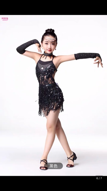 Đầm khiêu vũ tua kim sa bé gái