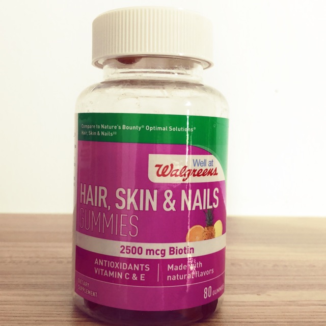 Kẹo dẻo đẹp da móng tóc Wallgreens Gummies Hair Skin Nails 80 viên