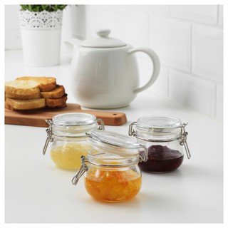 Bộ 3 hũ thủy tinh quai sắt đựng mứt, hạt, gia vị Korken IKEA