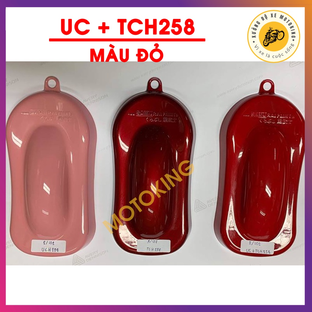 Combo Combo sơn samurai màu đỏ UC + TCH258  loại 2K chuẩn quy trình độ bền 5 năm gồm 2K04 - UCH258 - TCH258 -2k01