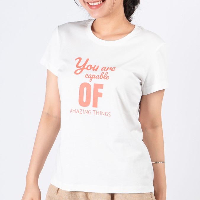 Áo thun in slogan nữ Giordano 05399235