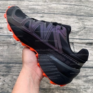 Giày Chạy Ultra Trail Phượt Leo Núi Hiking Trekking SLM Xpeedcr0ss 5 - Black Orange