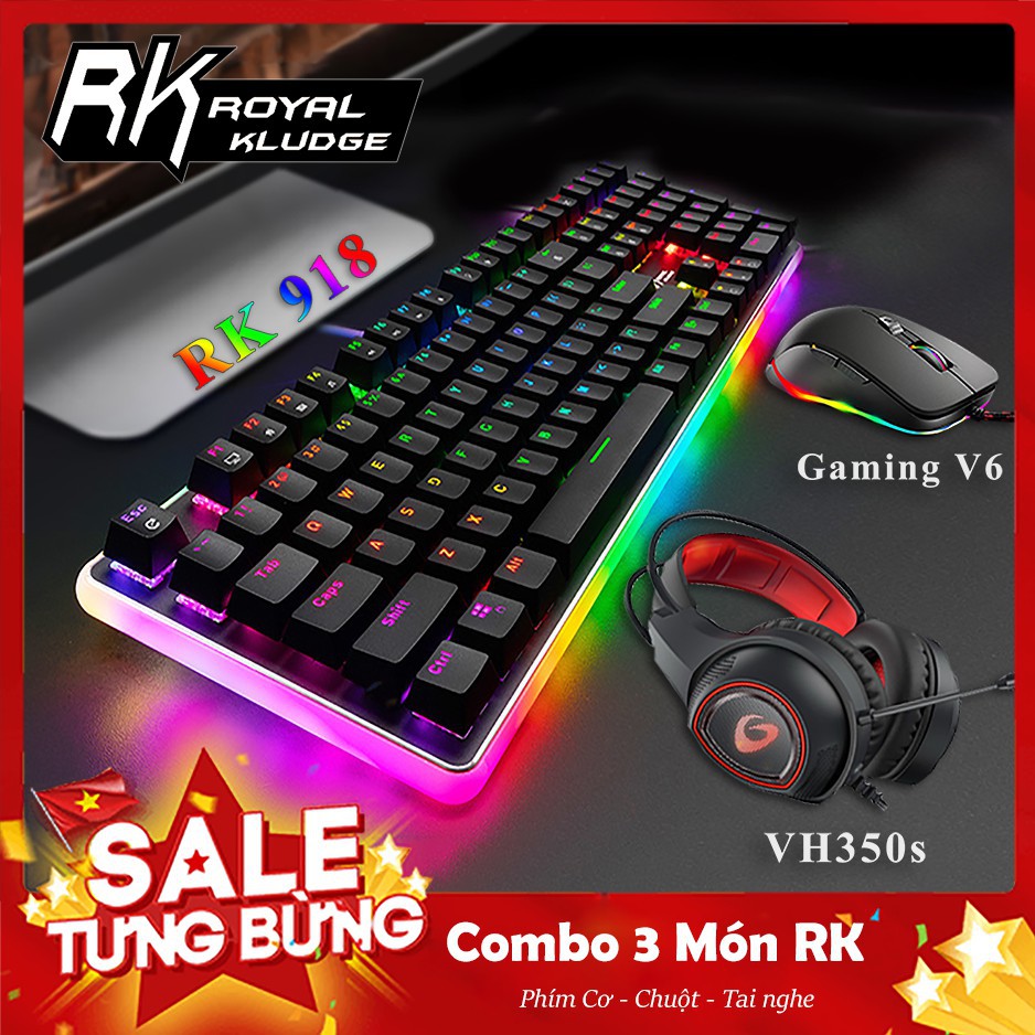 Siêu Combo Bộ Bàn Phím Cơ RK 918 - Chuột Gaming V6 Wolf - Tai nghe DareU 350s New 100% ( BH 1 năm ) 0964491272 | BigBuy360 - bigbuy360.vn