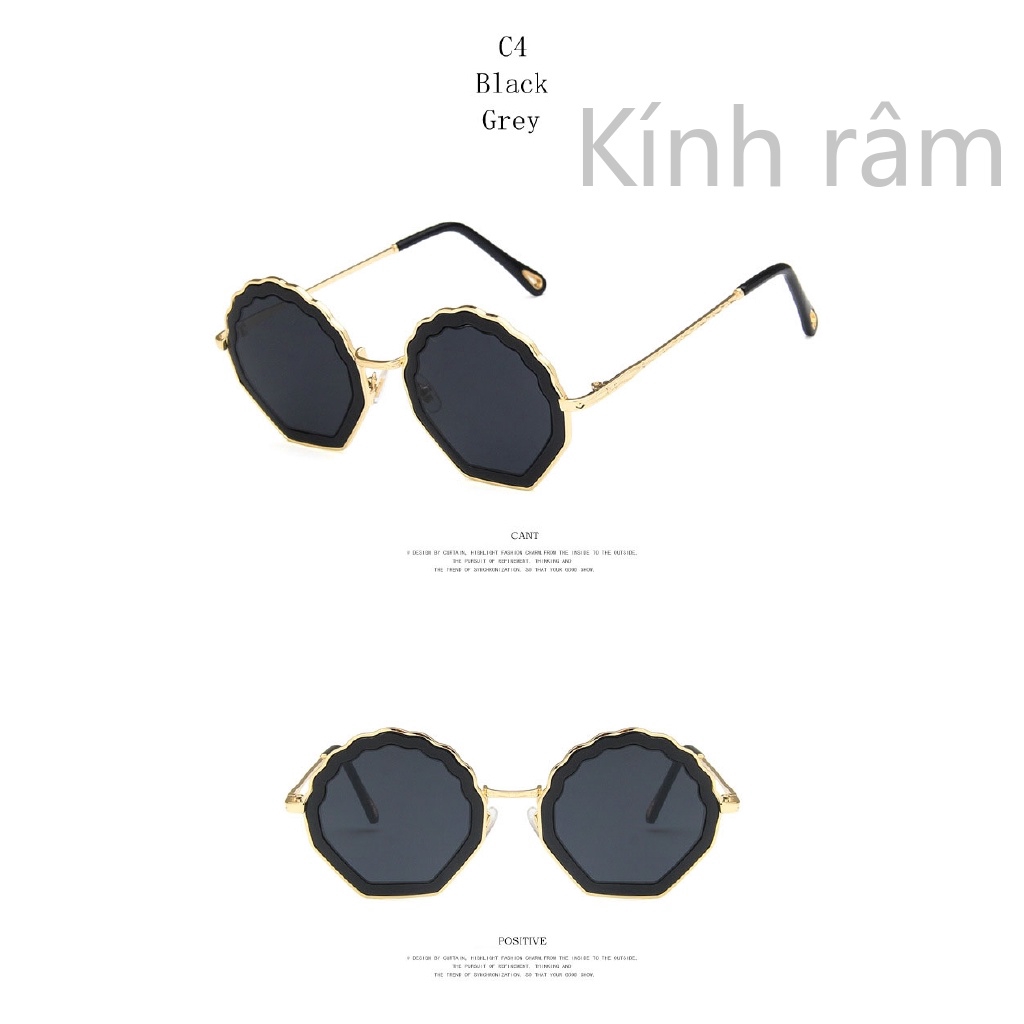 Kính mát gọng hình đa giác phong cách cổ điển thời trang cho nữ