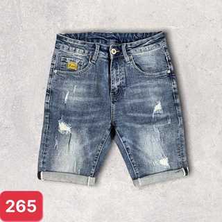Quần đùi short jean nam màu xanh đậm trơn rách chất bò cao cấp co dãn 4 chiều đẹp from dáng skinny chuẩn ADO41