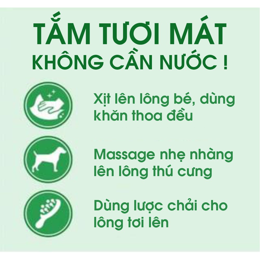 DẦU TẮM KHÔ ORGANIC CHO CHÓ MÈO- HƯƠNG DỪA - KHÔNG GÂY DỊ ỨNG DẦU TẮM KHÔ ORGANIC GIÚP BOSS SẠCH THƠM KHÔNG CẦN TẮM