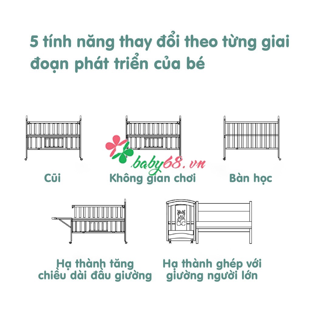 Nôi UMOO tích hợp 5 trong 1 cho bé