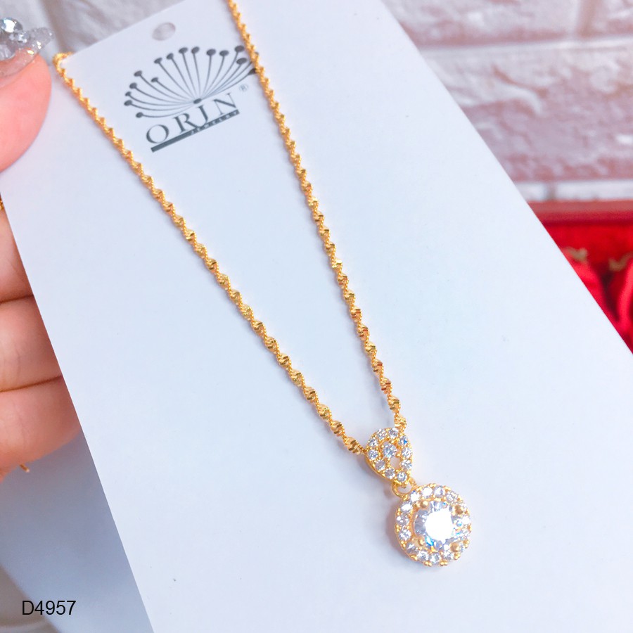 Dây chuyền nữ dạng xoắn mặt tròn đính đá thiết kế cao cấp Orin D4957