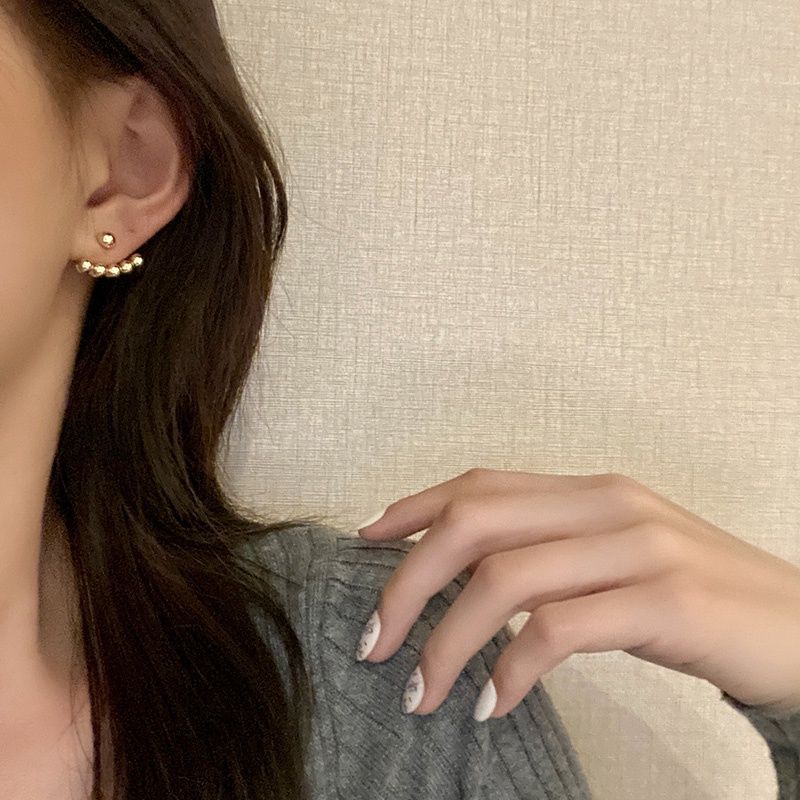 Khuyên tai, bông tai mỏ neo hạt tròn vàng basic thanh lịch phong cách Hàn Quốc