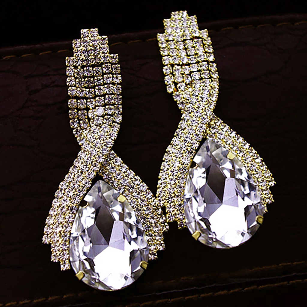 Cặp khuyên tai dạng xoắn đính đá quý nhân tạo sang trọng quý phái dành cho nữ