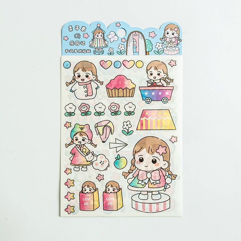 [Sét 4 Tấm] Sticker Dán Chủ Đề hoa quả, trái cây ,bé gái đáng yêu, xinh xắn - Nami